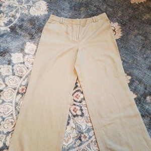 NWT women's  Cotton Linen Pants Next Sz 16 Beige Wide Leg Summer Trousers Slacks